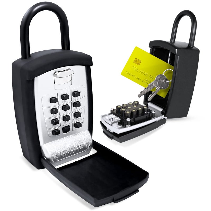 KeyGuard SL-500 Punch Button Lock Box, Black | Portable Shackle LockBox For Outside- Fits House Keys, Car Keys, Fobs, Credit Cards/IDs & More | Keypad Safe Box, Digital Push Button Combination Lock - Image 1